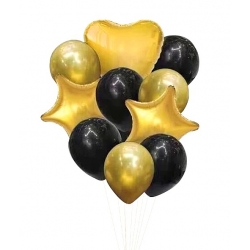 Balony dekoracja urodziny serce złoty czarny